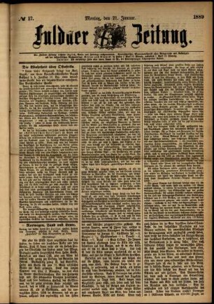 Ausgabe vom Montag, den 21. Januar 1889.