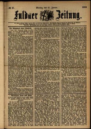 Ausgabe vom Montag, den 21. Januar 1889.