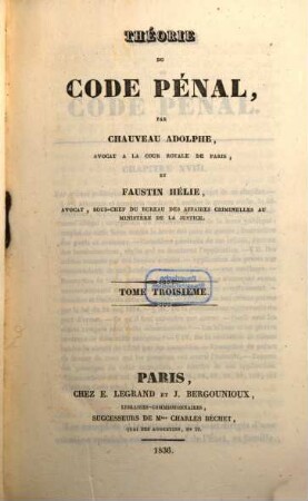 Théorie du Code Pénal, 3