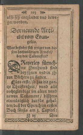 Der neunde Artickel vom Evangelio.