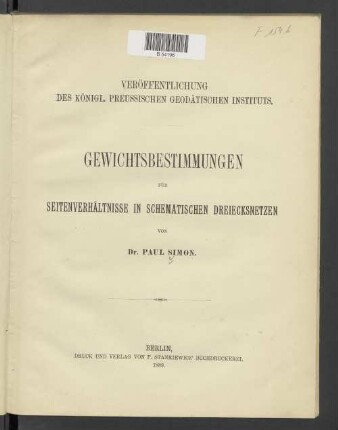 Gewichtsbestimmungen für Seitenverhältnisse in schematischen Dreiecksnetzen