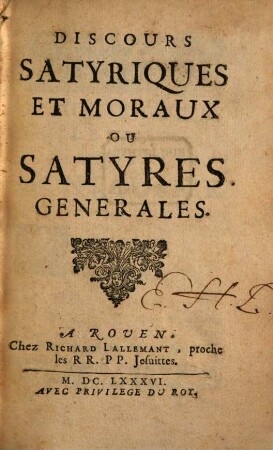 Discours satyriques et moraux