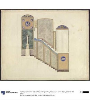 Berlin. Schloss Tegel. Treppenflur, Treppe zum ersten Stock