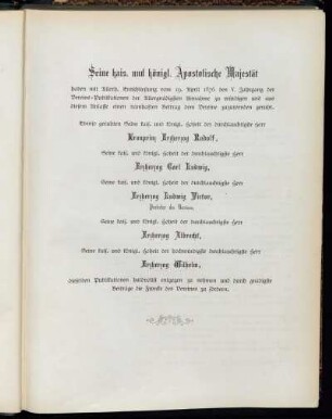 Seine kais. und königl.Apostolische Majestät