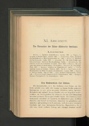 XI. Abschnitt. Die Extraction der Zähne.