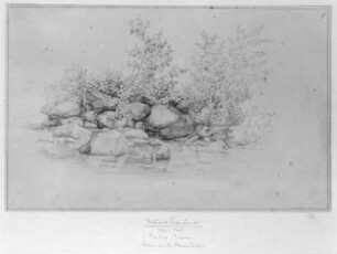 Steiniges Ufer : Steiniges Ufer. Bleistiftzeichnung; 17,1 x 26,8 cm (1851/1900; E. Leonhardi). Freiberg: Stadt- und Bergbaumuseum 53/11
