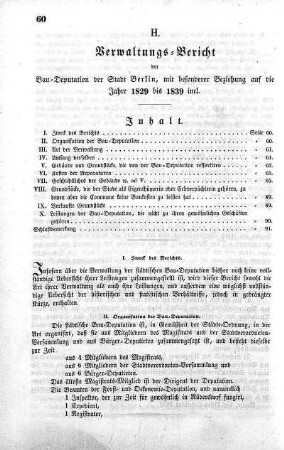 H. Verwaltungs-Bericht der Bau-Deputation der Stadt Berlin
