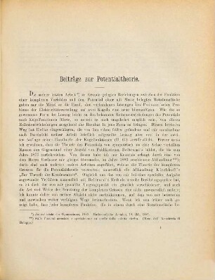 Beiträge zur Potentialtheorie