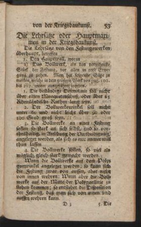 Die Lehrsätze oder Hauptmaximen in der Kriegsbaukunst.