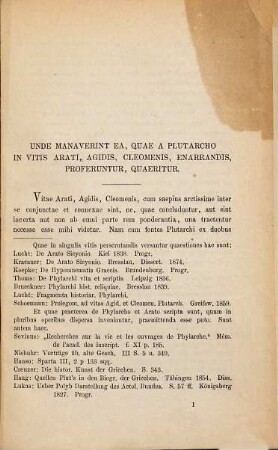 Quibus fontibus Plutarchus in vitis Arati, Agidis, Cleomenissit enarrandis usus sit : (Königsberger Doctordiss.)