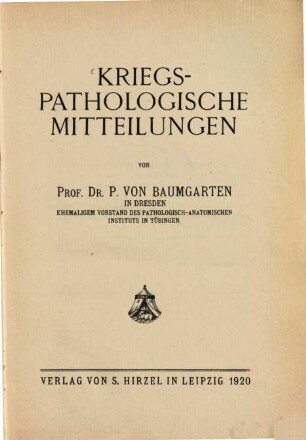Kriegspathologische Mitteilungen