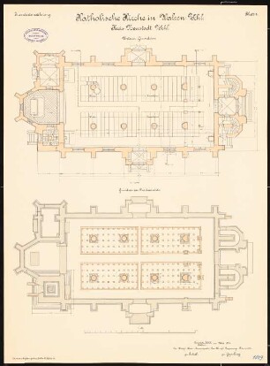 Katholische Kirche, Walzen: Grundriss Fundamente, Erdgeschoss 1:100