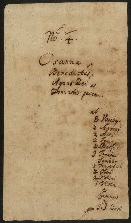 No. 4. Osanna, Benedictus, Agnus Dei et Dona nobis pacem