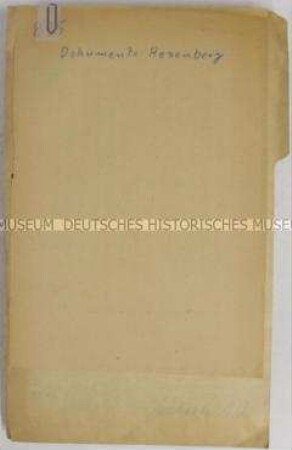 Mappe mit Abschriften von Dokumenten zur Anklage von Alfred Rosenberg - Sachkonvolut Nürnberger Prozesse (englisch)