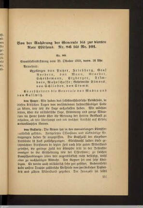 Von der Anhörung der Generale bis zur vierten Note Wilsons