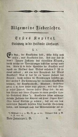 Ueber die Erkenntniß und Kur der Fieber, Erster Band. Allgemeine Fieberlehre