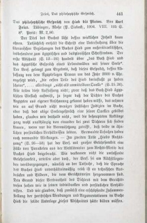 441-442 [Rezension] Fries, Karl, Das philosophische Gespräch von Hiob bis Platon