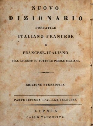 Nouveau dictionnaire de poche français-italien et italien-français, 1.. Français-italien