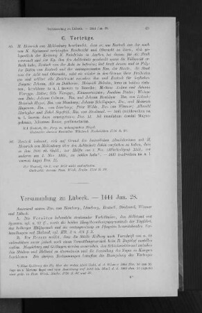 Versammlung zu Lübeck. - 1444 Jan. 28.