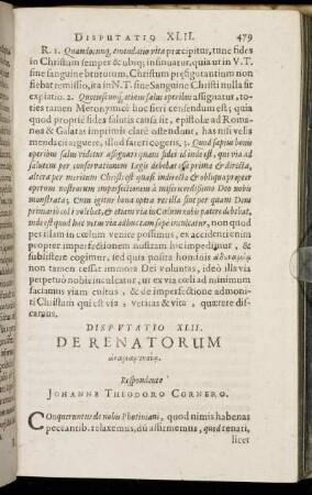 Disputatio XLII. De Renatorum