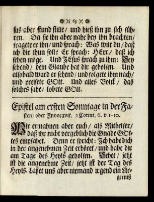 Epistel am ersten Sonntage in der Fasten/ oder Invocavit ...