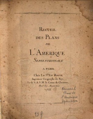 Recueil Des Plans De L'Amerique Septentrionale, 0