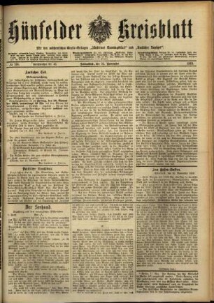 Ausgabe vom Samstag, den 22. November 1913.