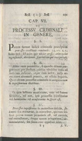 Cap. VII. De Processu Criminali In Genere