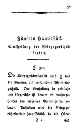Fünftes Hauptstück. Eintheilung der Kriegsgerichtsbarkeit