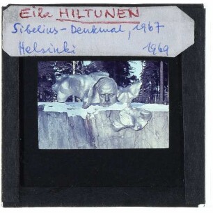Helsinki, Hiltunen, Sibeliusdenkmal : Detailansicht Portrait Sibelius