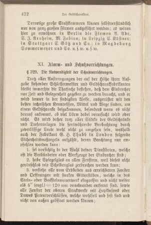 XI. Alarm- und Schutzvorrichtungen.