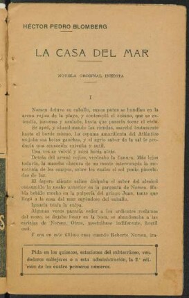 La casa del mar : novela original inédita