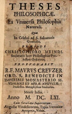 Theses philosophicae ex universa philosophia naturali