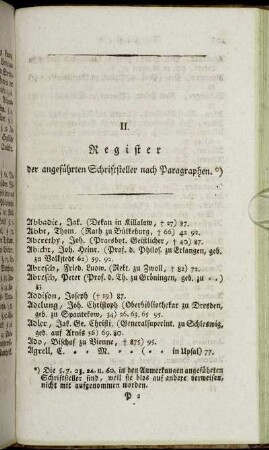 II. Register der angeführten Schriftsteller nach Paragraphen.