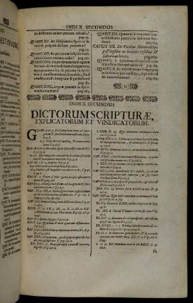 Index Secundus Dictorum Scripturæ, Explicatorum Et Vindicatorum.