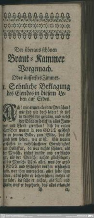 Der überaus schönen Braut-Kammer Vorgemach. Oder äusserstes Zimmer