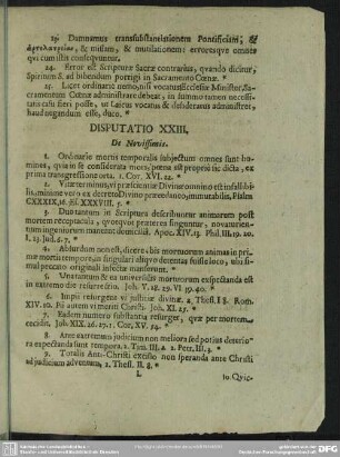 Disputatio XXIII. De Novissimis