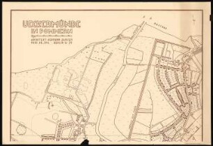 Bebauungsplan der Stadterweiterung, Ueckermünde: (wie Inv.Nr. 21456,1): Grundplan und Lageplan 1:2500