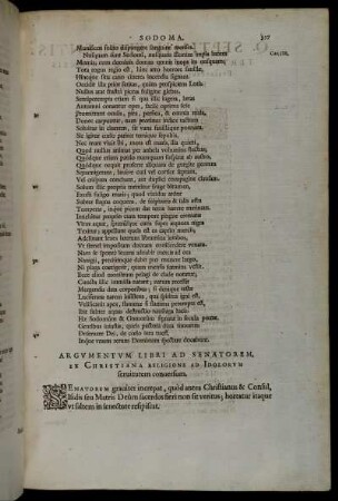 Argumentum Libri Ad Senatorem, Ex Christiana Religione Ad Idolorum servitutem conversum.
