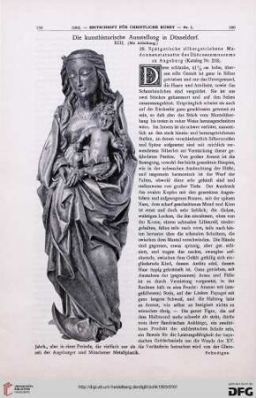 Die kunsthistorische Ausstellung in Düsseldorf, [13]: 28. Spätgotische silbergetriebene Madonnenstatuette des Diöcesanmuseums zu Augsburg (Katalog Nr. 213)