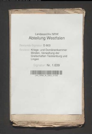 Beschwerden des Kolonen Altmann zu Leeden wegen eines demolierten Zuschlags oder Bleichplatzes