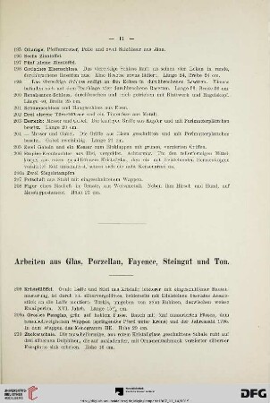 Arbeiten aus Glas, Porzellan, Fayence, Steingut und Ton (Nr. 209-441)