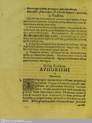 Ex Cap. II. ad Rom. Aphorismi