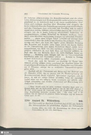 980. 1788, August 29. Wittenberg