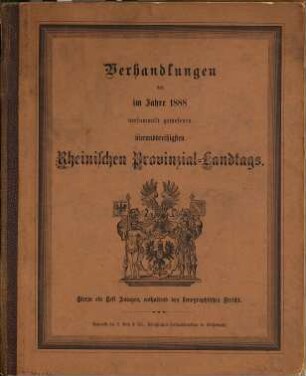 Verhandlungen des ... Rheinischen Provinzial-Landtages. 34. 1888