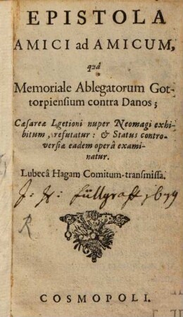 Epistola amici ad amicum : Item. Ep. tertia et secunda