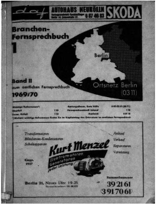 1969/1970: Amtliches Fernsprechbuch