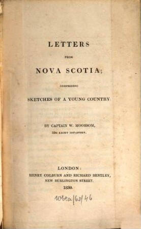 Letters from Nova Scotia : comprising sketches of a young country