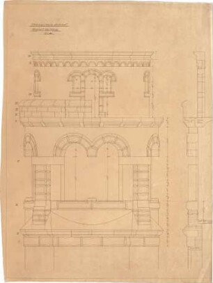 Dolmetsch, Heinrich; Stuttgart; Markuskirche - Turm (Ansicht, Schnitt)