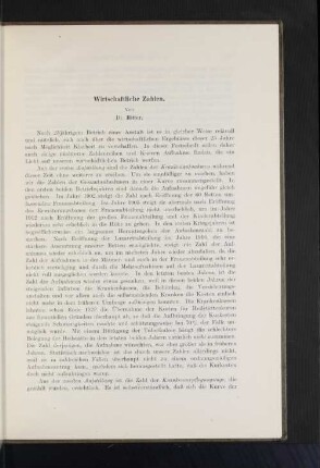 Wirtschaftliche Zahlen. Von Dr. Ritter.